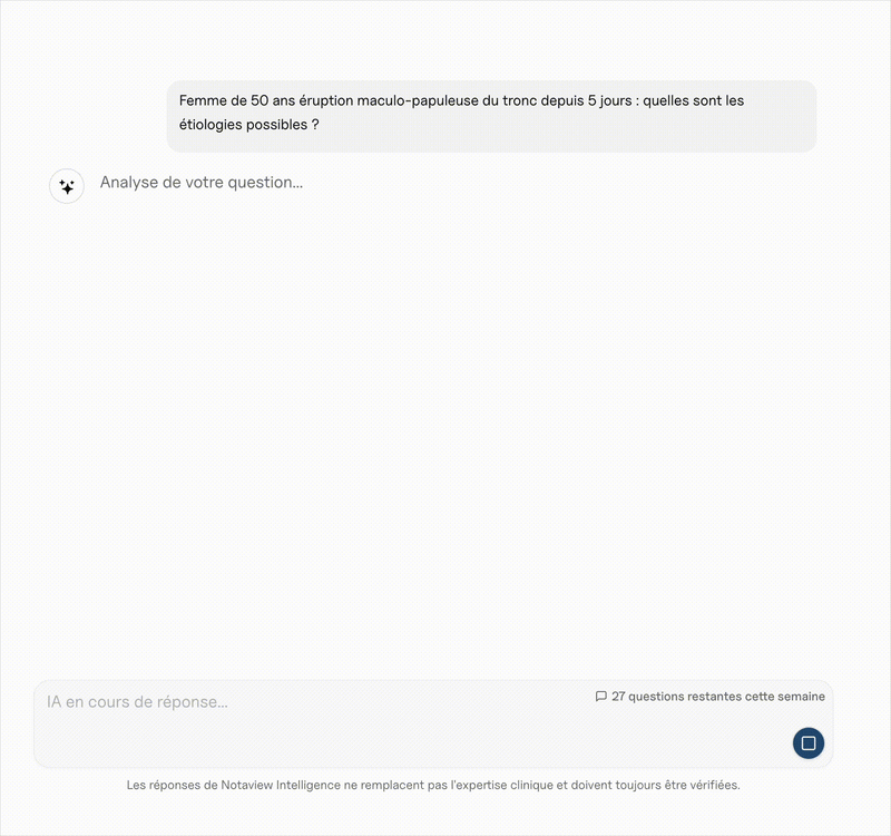 Aperçu de l'interface de chat IA médicale Notaview